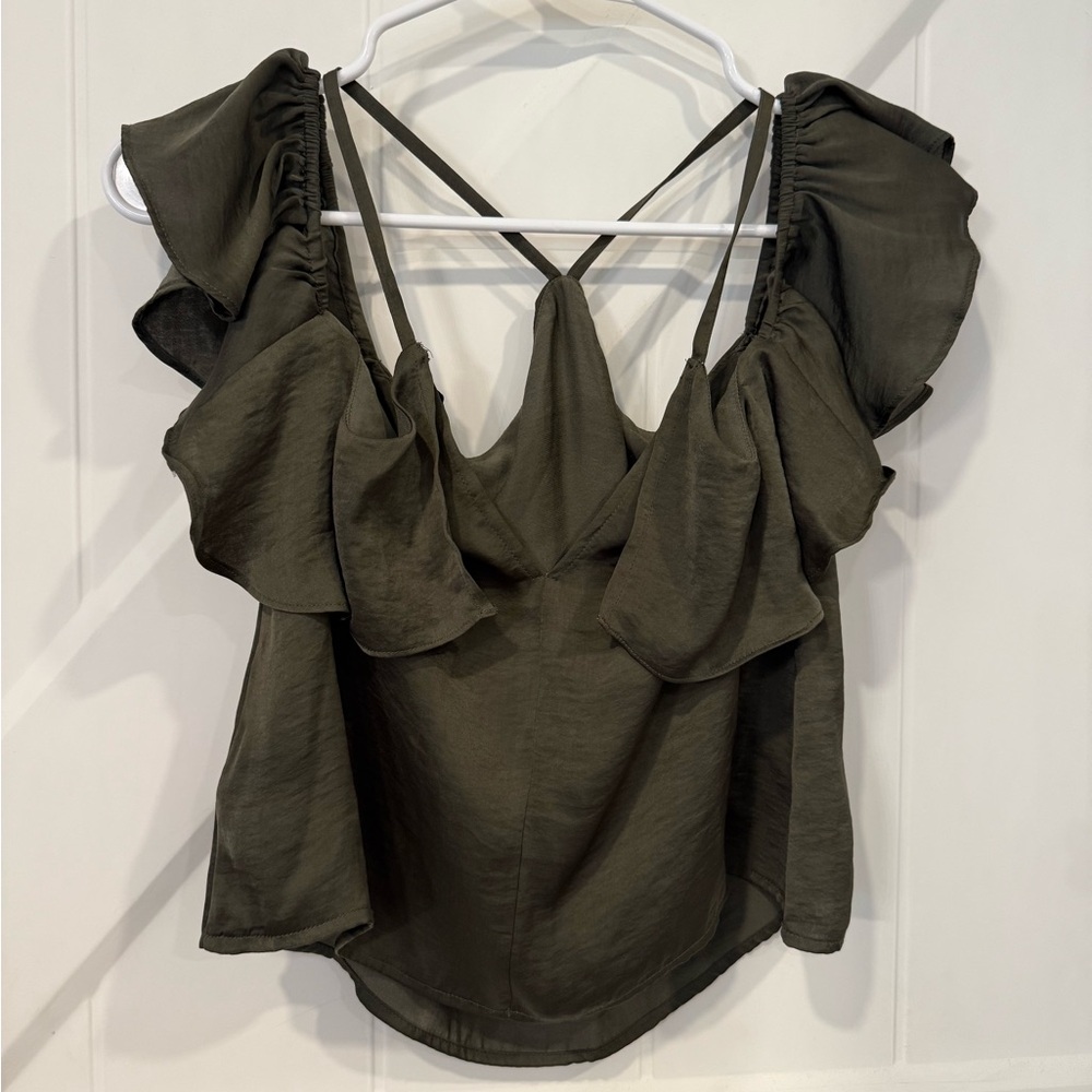 Aeropostale Green Ruffle Bodysuit